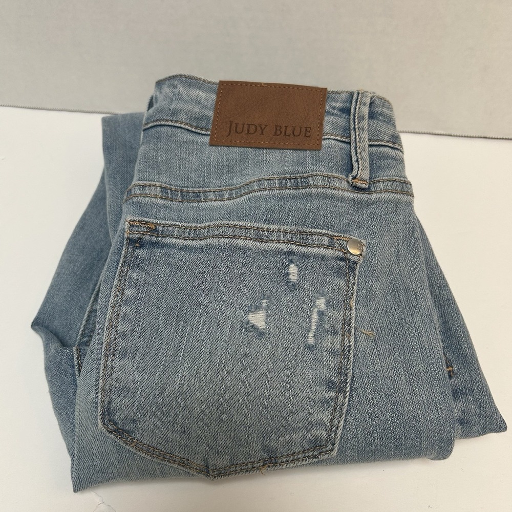 Judy Blue NWOT Mid-Rise Tummy Control Skinny Distress Jeans Sz 0/24 Style #88797